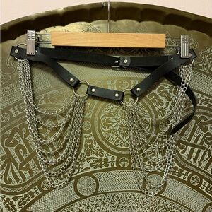 Silver and Black Chain Belt